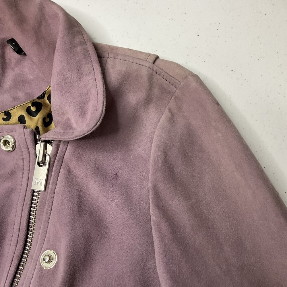 Scotch & Soda Maison Scotch Biker Jacket Goat‎ Leather Suede Lilac Women Sz L - Picture 6 of 12